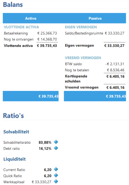 Voorbeeld rekening balans